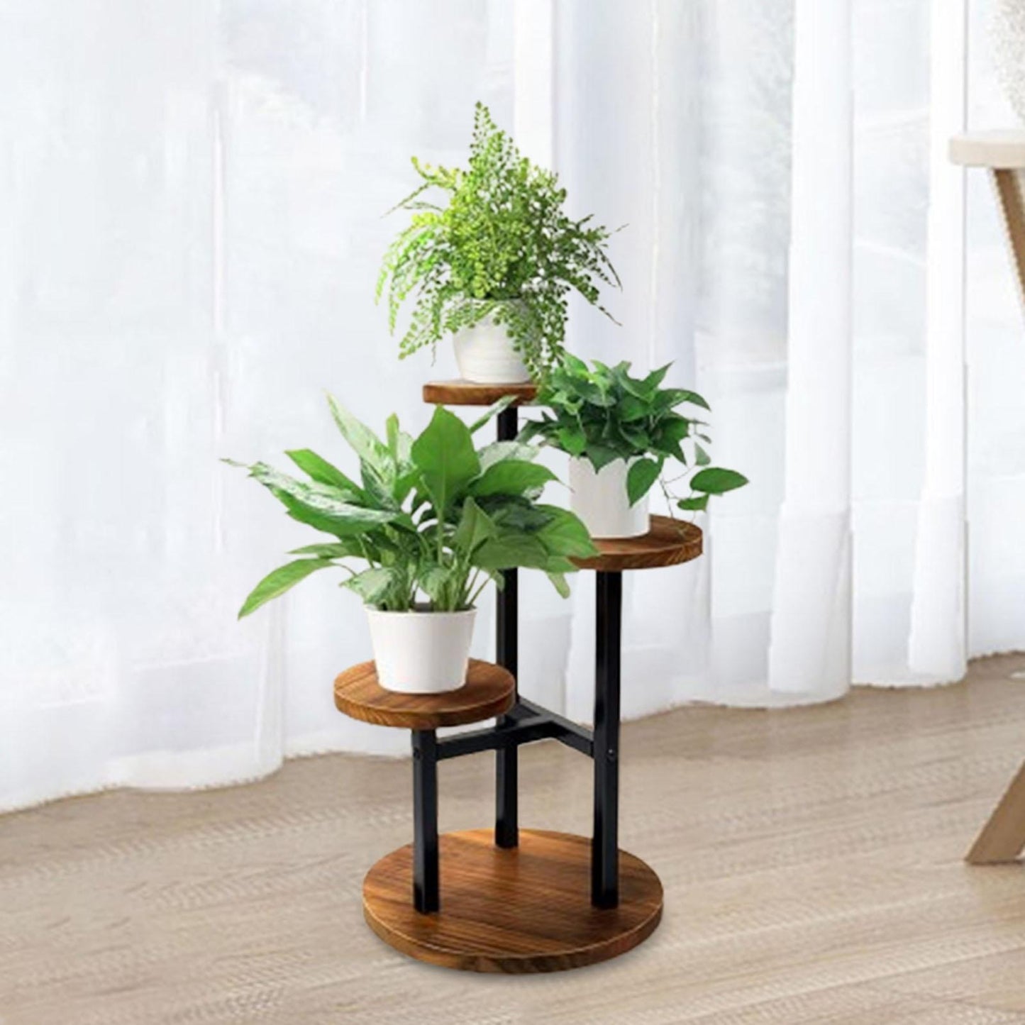 3 Tiers Plant Stand Display Rack Floor Standing Rack Decorative Plant Holder for Apartment Drawing Room Farmhouse Hotel Cafe