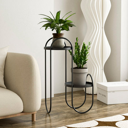 2 Tier Plant Stand Iron Flower Pot Holder Potted Plant Stand Indoor Outdoor Display Rack For Home Patio Garden Balcony Decor