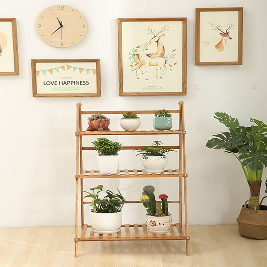 3 Tier Foldable Bamboo Plant Stand Planter Organizer Plants Display Shelf for Indoor Outdoor