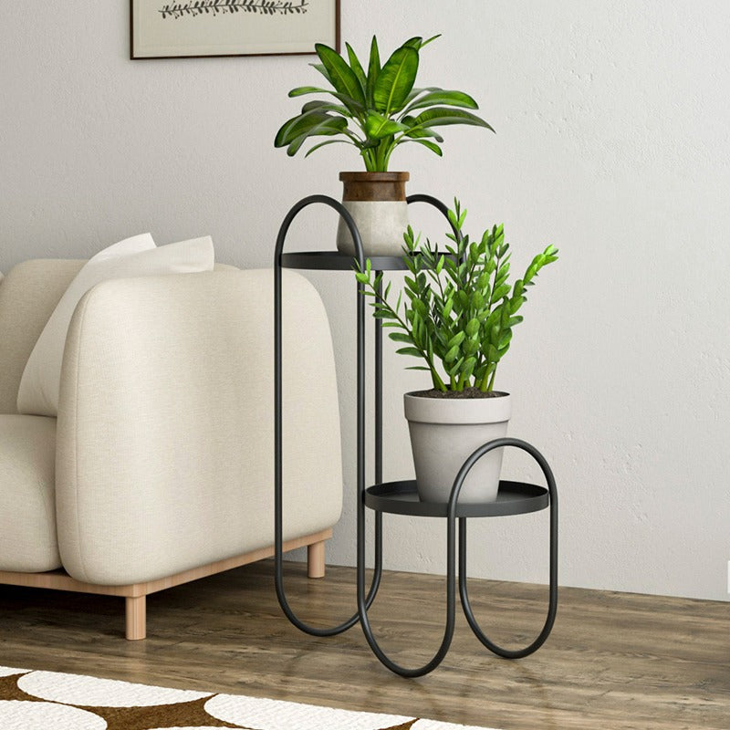2 Tier Plant Stand Iron Flower Pot Holder Potted Plant Stand Indoor Outdoor Display Rack For Home Patio Garden Balcony Decor